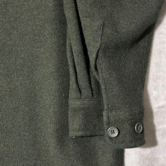 Vtg LL Bean Mens XXL Military Green Wool Blend Button Up Shirt Jacket Outerwear - Picture 5 of 10